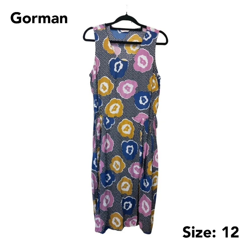 Gorman Size 12 Multicoloured dress, 100% Silk, Stretchy Elastic waist, No Sleeve - Picture 1 of 11